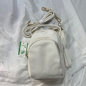AR New York began pebbled leather white and gold purse backpack crossbody bag